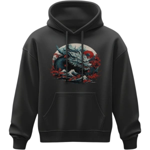 Kapuzenpulli - Rot-Blauer Drache